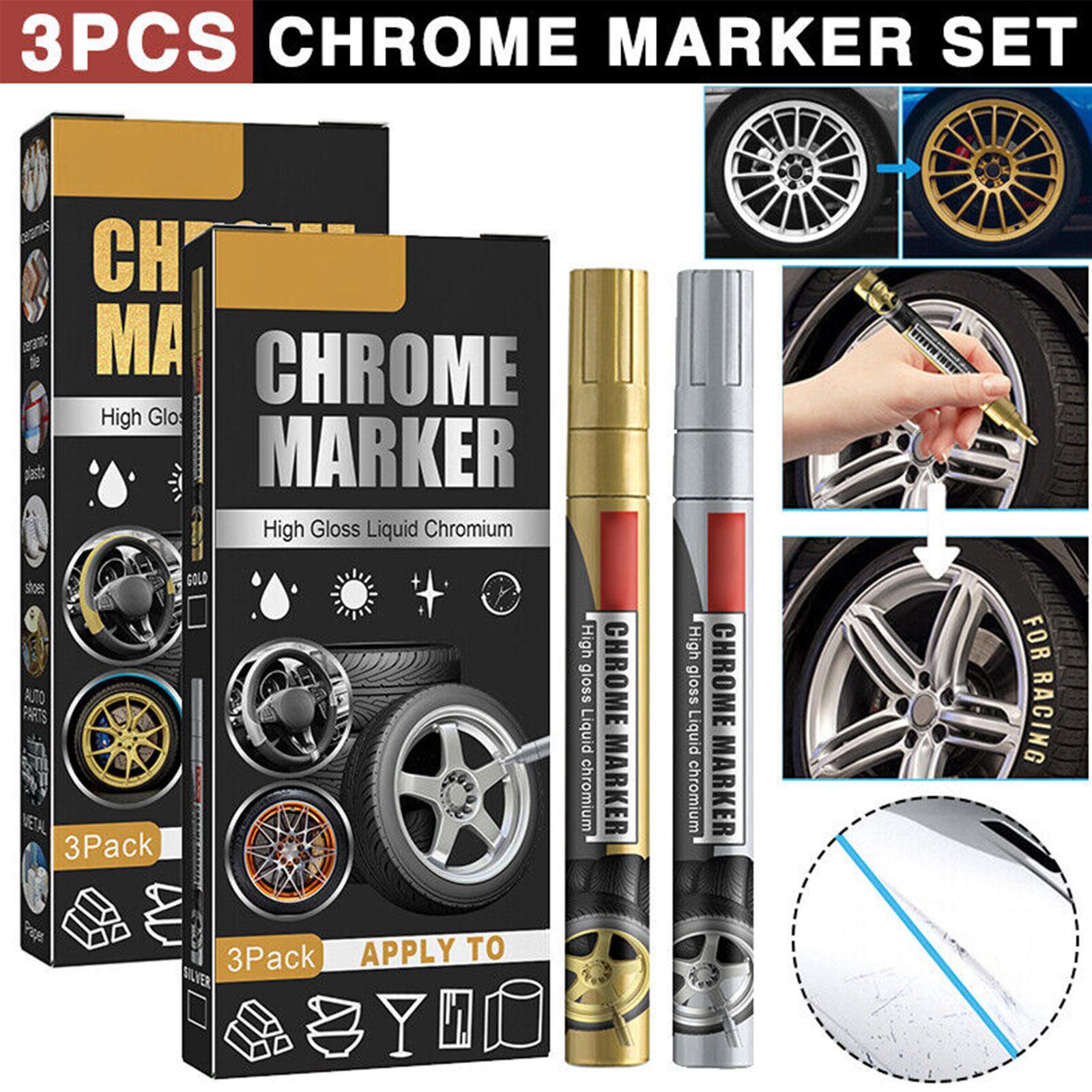 Metallic Paint Set - 3 pièces/ensemble stylo marqueur chromé voiture