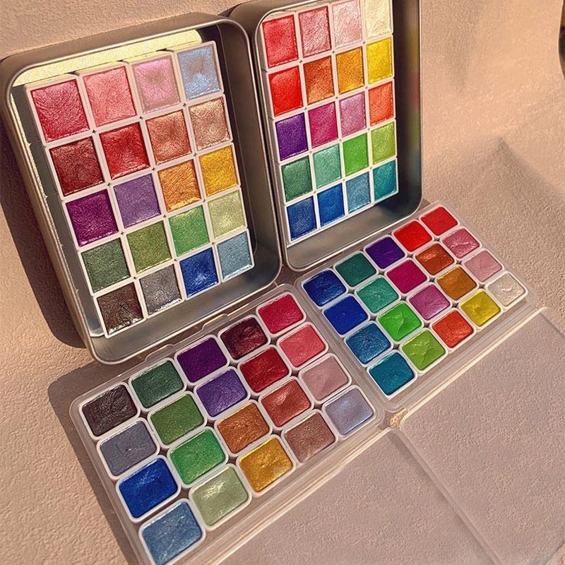 Metallic Paint Set - Peintures nacrées portables, 20 couleurs, ensemble